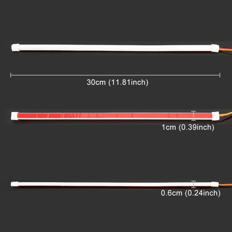 2 PCS 30cm DC12V 3.2W Ultra-thin Car Auto Double Colors Turn Lights / Running Lights (Turn Lights: Yellow Light; Running Lights: White Light)