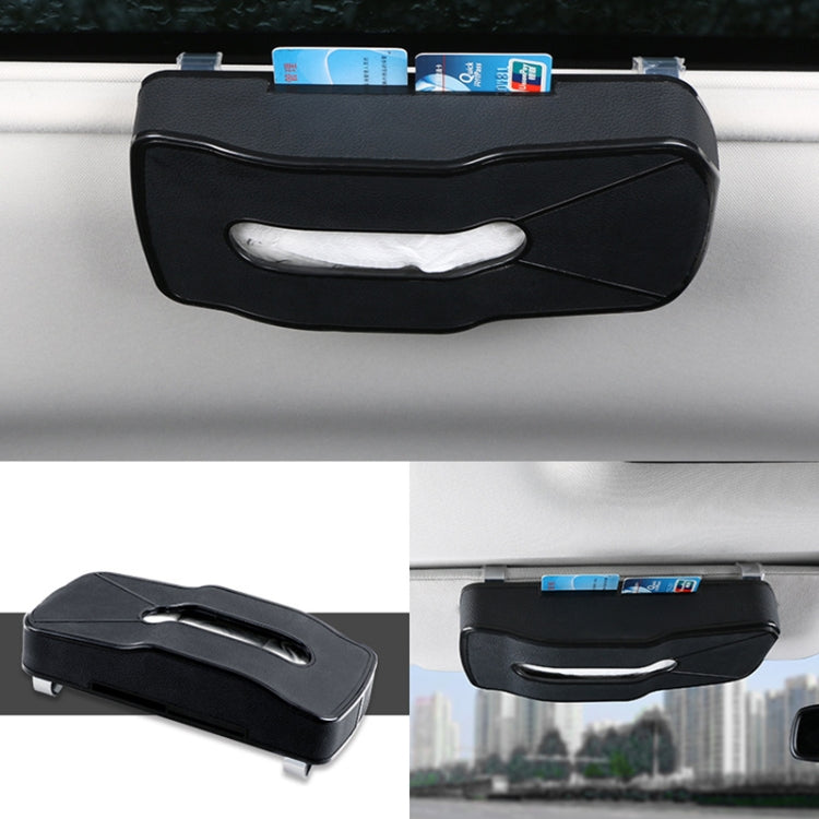 DERANFU Multi-function Car Hang Type PU Leather Towel Box with Card Slot