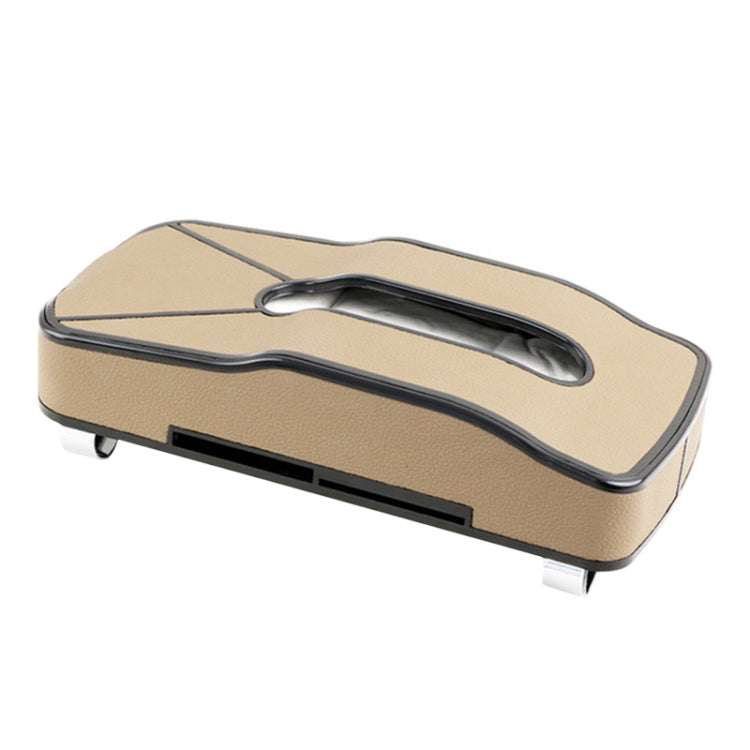 DERANFU Multi-function Car Hang Type PU Leather Towel Box with Card Slot