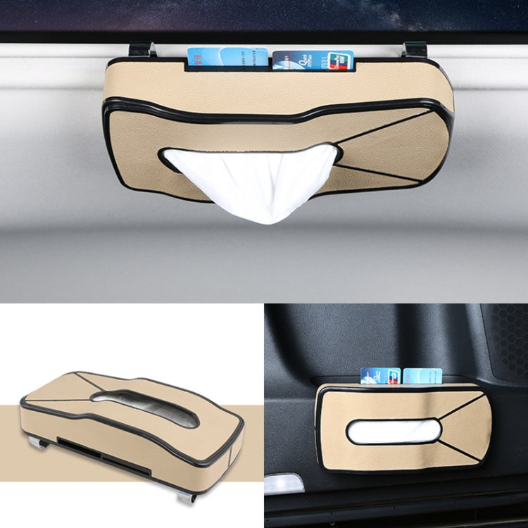 DERANFU Multi-function Car Hang Type PU Leather Towel Box with Card Slot