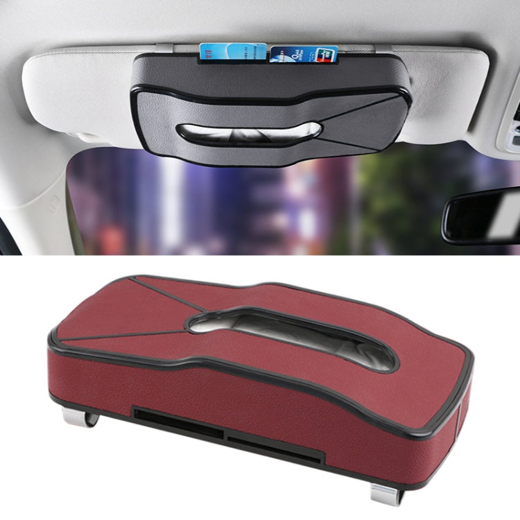 DERANFU Multi-function Car Hang Type PU Leather Towel Box with Card Slot