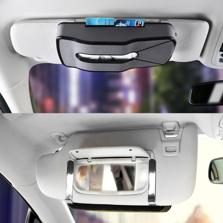 DERANFU Multi-function Car Hang Type PU Leather Towel Box with Card Slot