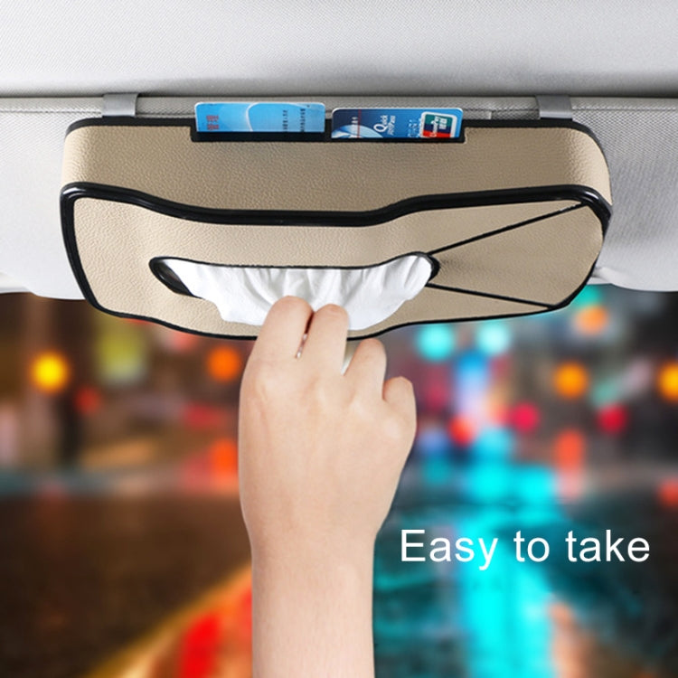 DERANFU Multi-function Car Hang Type PU Leather Towel Box with Card Slot