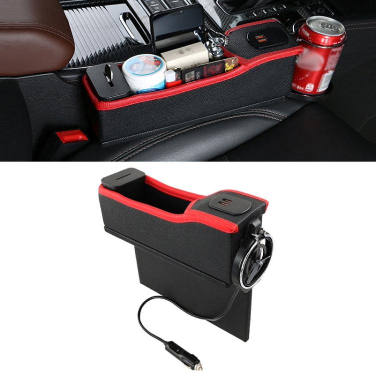 DERANFU Multi-function Car Co-pilot Position Dual USB Charging Digital Display Storage Box Crevice Water Cup Holder
