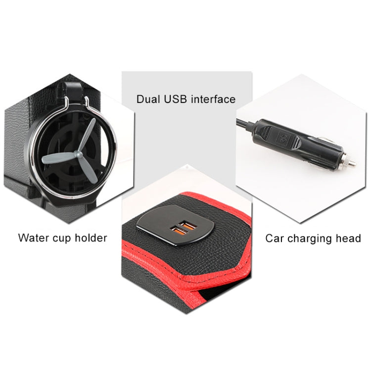 DERANFU Multi-function Car Co-pilot Position Dual USB Charging Digital Display Storage Box Crevice Water Cup Holder