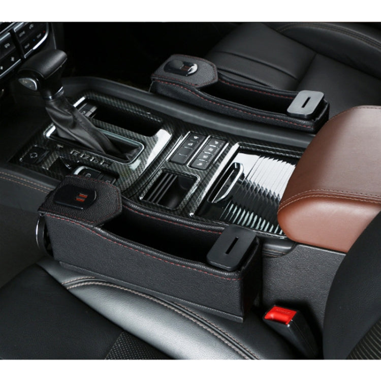 DERANFU Multi-function Car Co-pilot Position Dual USB Charging Digital Display Storage Box Crevice Water Cup Holder