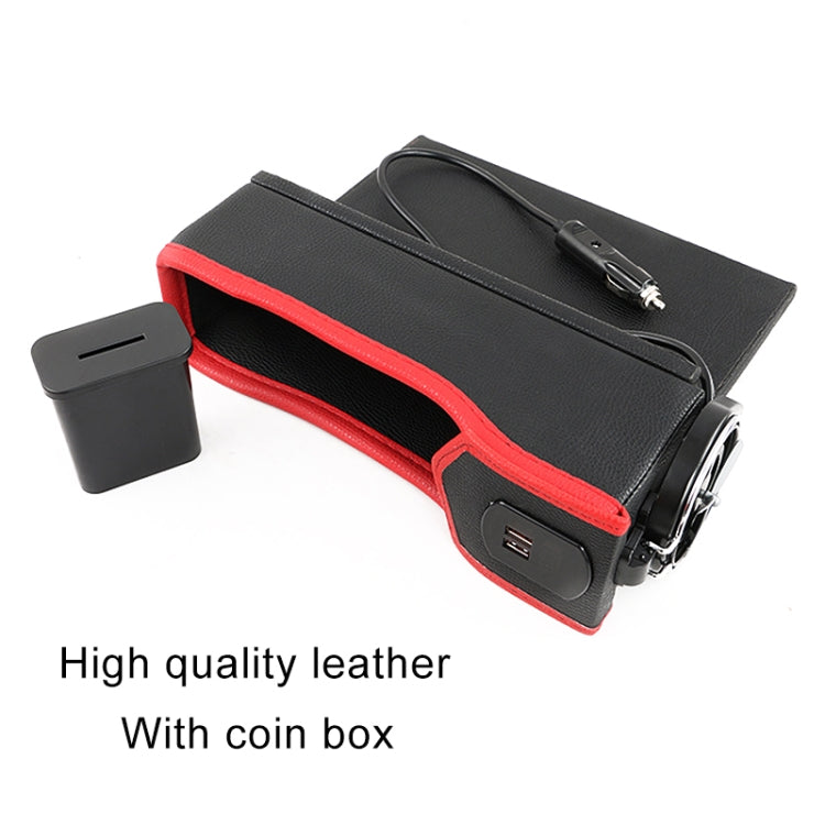 DERANFU Multi-function Car Main Driving Position Dual USB Charging Digital Display Storage Box Crevice Water Cup Holder