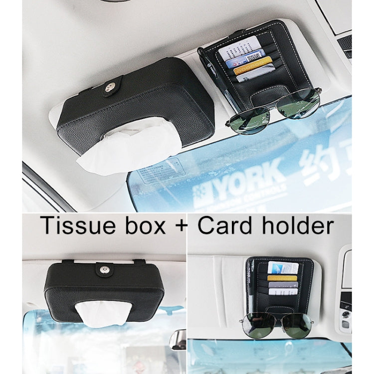 DERANFU Lichee Texture Multi-function Car Hang Type Towel Box with Card Holder