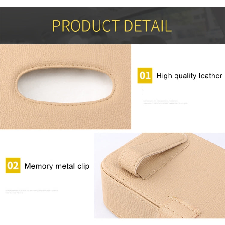 DERANFU Lichee Texture Multi-function Car Hang Type Towel Box with Card Holder