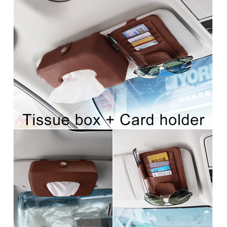 DERANFU Lichee Texture Multi-function Car Hang Type Towel Box with Card Holder
