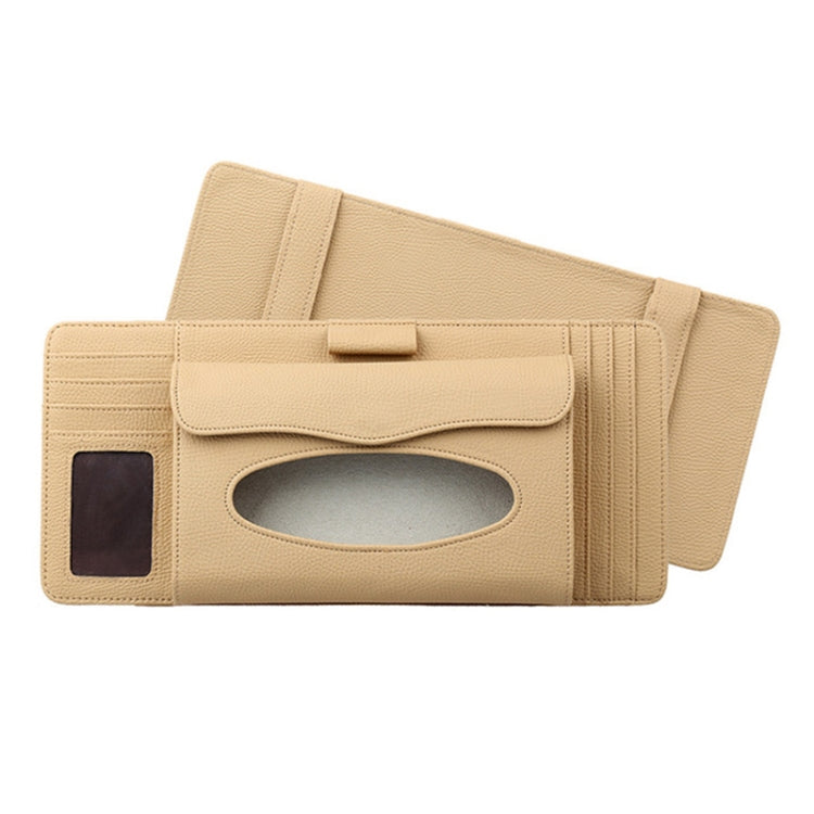 DERANFU 3 In 1 Lichee Texture Multi-function Car Hang Type Leather Towel Box with Card Slot & CD Slot