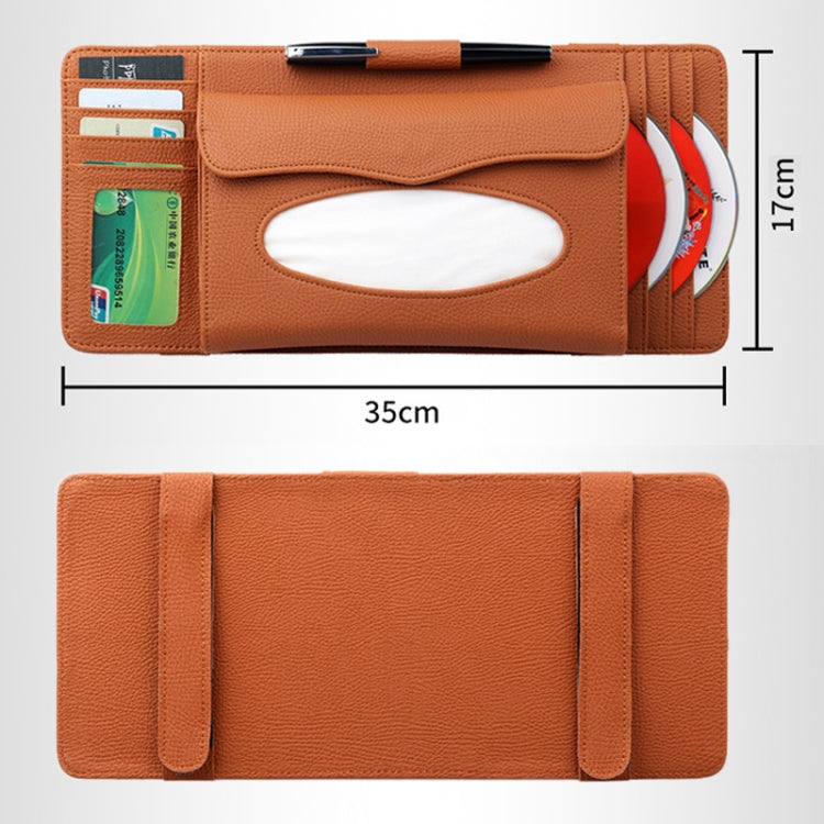 DERANFU 3 In 1 Lichee Texture Multi-function Car Hang Type Leather Towel Box with Card Slot & CD Slot