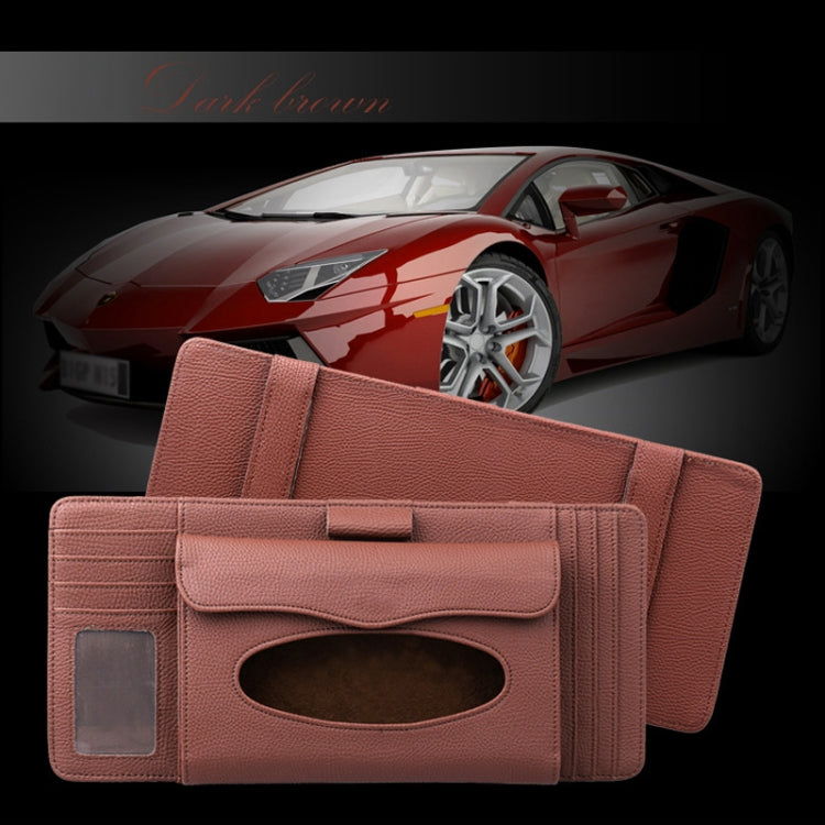 DERANFU 3 In 1 Lichee Texture Multi-function Car Hang Type Leather Towel Box with Card Slot & CD Slot