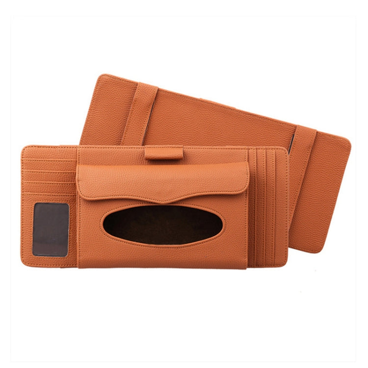DERANFU 3 In 1 Lichee Texture Multi-function Car Hang Type Leather Towel Box with Card Slot & CD Slot