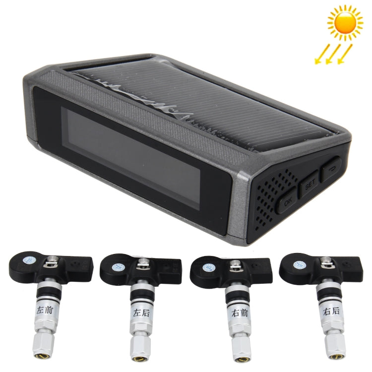 TPMS Car Auto Universal Solar Energy Tire Pressure Temperature Monitoring System USB Solar Power Monitor Wireless LCD Display 4 Internal Sensor Tire Pressure