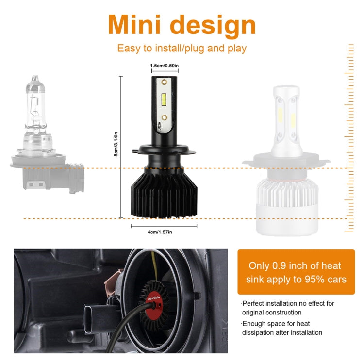 2 PCS EV13 H7 DC9-32V / 14W / 1400LM / 6000K IP67 Car LED Headlight Lamps (White Light)