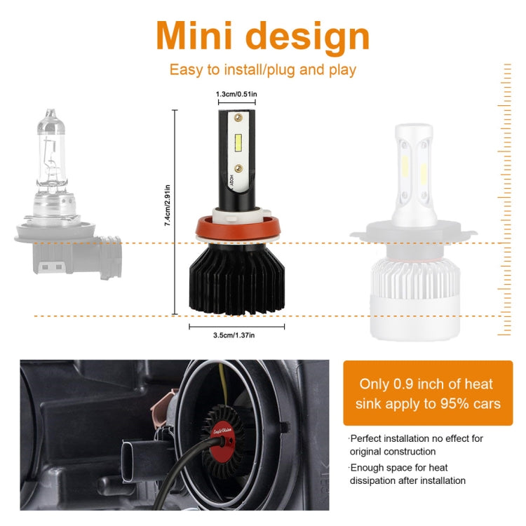 2 PCS EV13 H11 DC9-32V / 14W / 1400LM / 6000K IP67 Car LED Headlight Lamps (White Light)