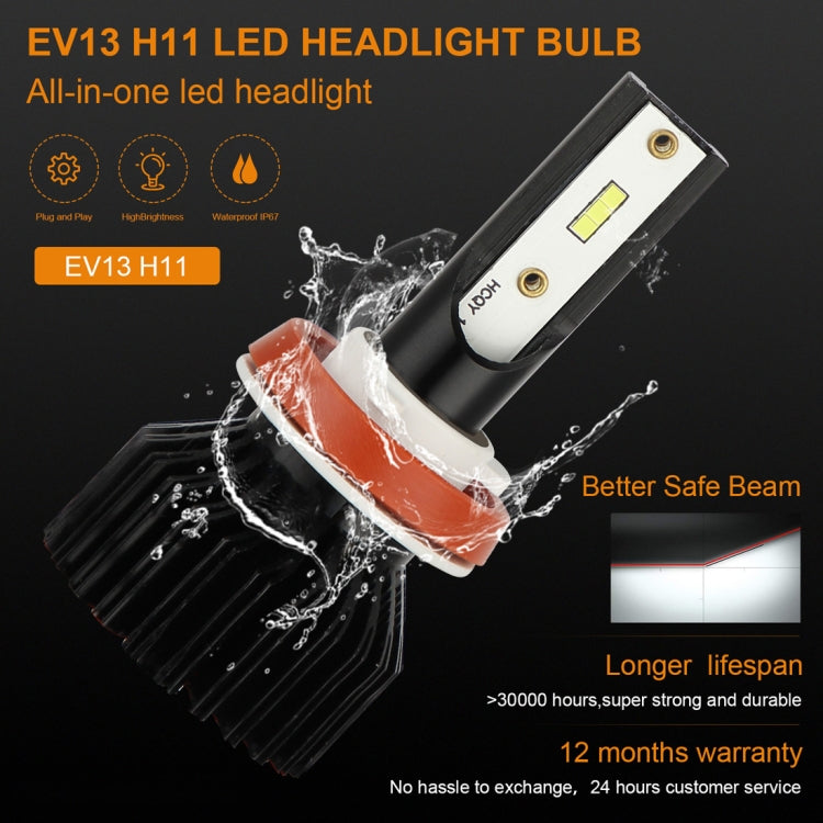 2 PCS EV13 H11 DC9-32V / 14W / 1400LM / 6000K IP67 Car LED Headlight Lamps (White Light)