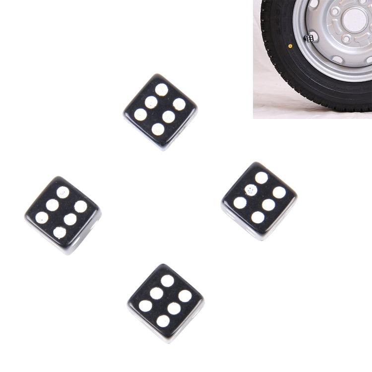 4 PCS Plastic Plated Dice Shape Universal Tire Valve Stem Cap