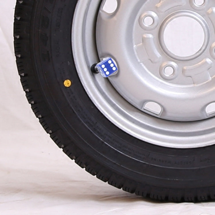 4 PCS Plastic Plated Dice Shape Universal Tire Valve Stem Cap