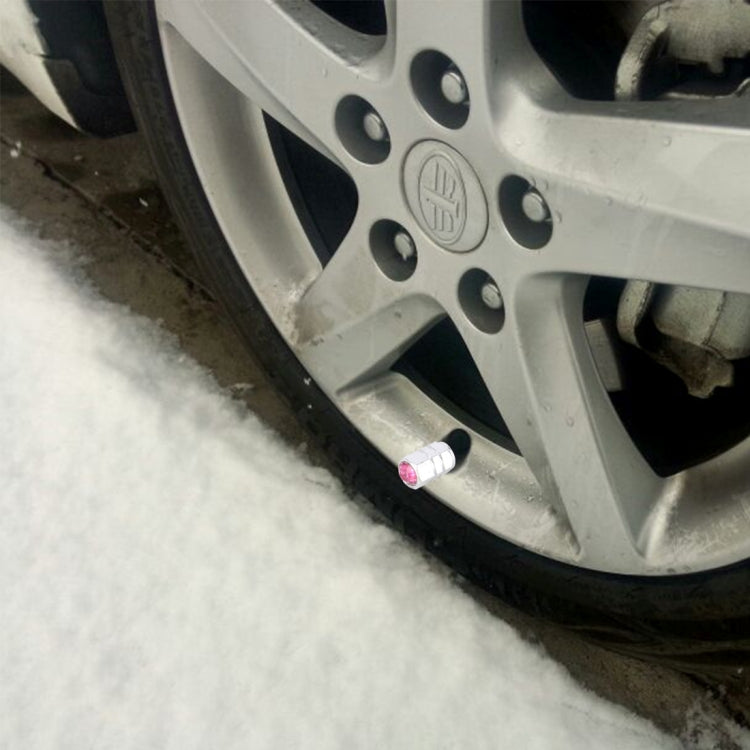 4PCS Metal Plated Hexagon Shape Universal Tire Valve Stem Cap With Pink Diamond(Pink)