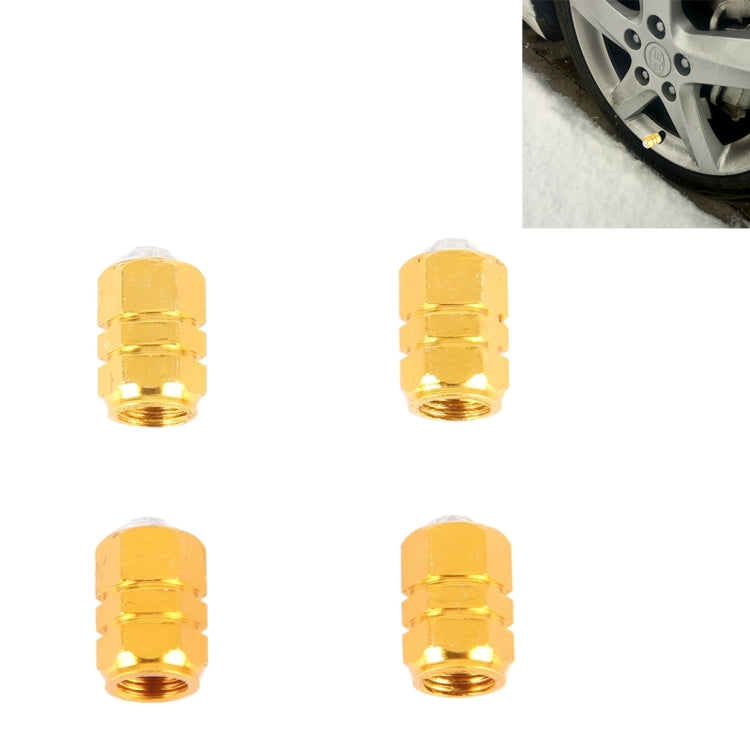 4PCS Metal Plated Hexagon Shape Universal Tire Valve Stem Cap With White Diamond