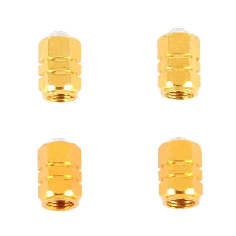 4PCS Metal Plated Hexagon Shape Universal Tire Valve Stem Cap With White Diamond