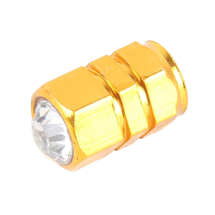 4PCS Metal Plated Hexagon Shape Universal Tire Valve Stem Cap With White Diamond