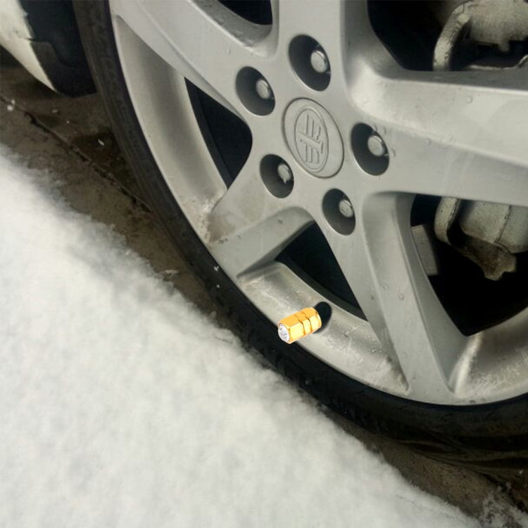 4PCS Metal Plated Hexagon Shape Universal Tire Valve Stem Cap With White Diamond