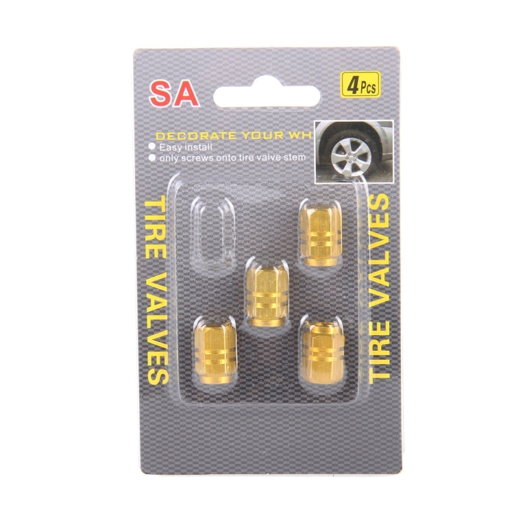 4PCS SA Metal Plated Hexagon Shape Universal Tire Valve Stem Cap