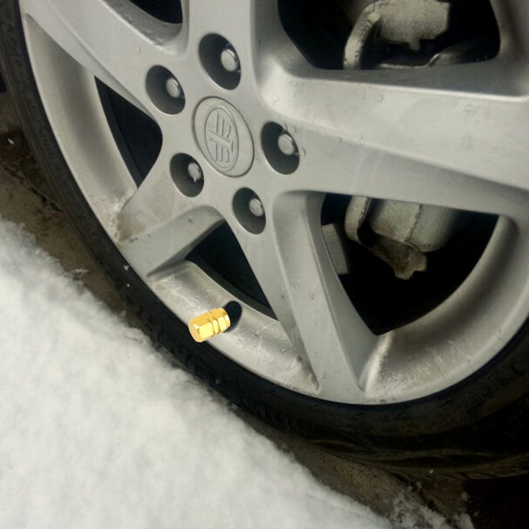 4PCS SA Metal Plated Hexagon Shape Universal Tire Valve Stem Cap