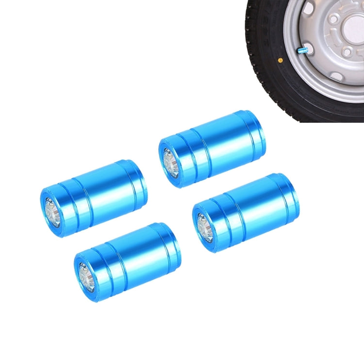4PCS Metal Plated Circular Shape Universal Tire Valve Stem Cap With White Diamond