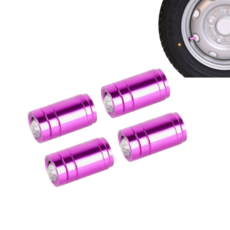 4PCS Metal Plated Circular Shape Universal Tire Valve Stem Cap With White Diamond
