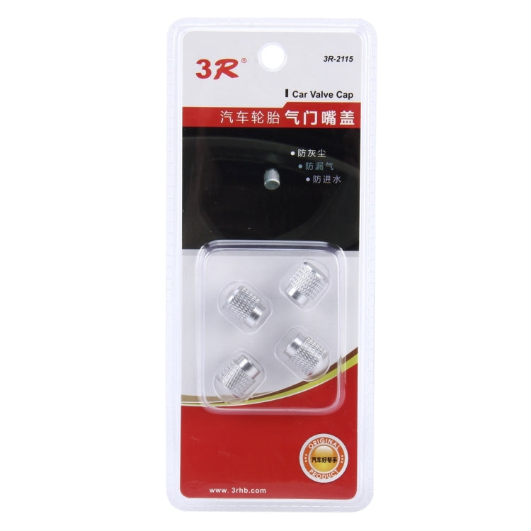 3R 3R-2115 4 PCS Universal Air Filter Shape Car Motor Bicycle Tire Valve Caps(Silver)