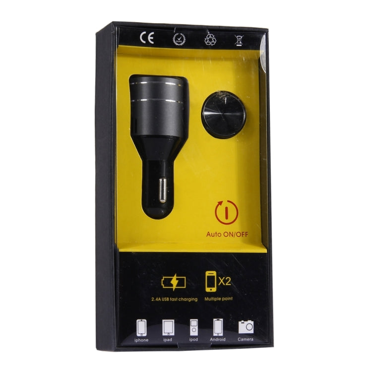 CE & RoHS Certificated 2.4A Single USB Port Car Charger for Smartphones & Tablets & Cameras & PSP & PDA & GPS & MP3 & MP4 and other USB-charged Devices with Bluetooth Earphone