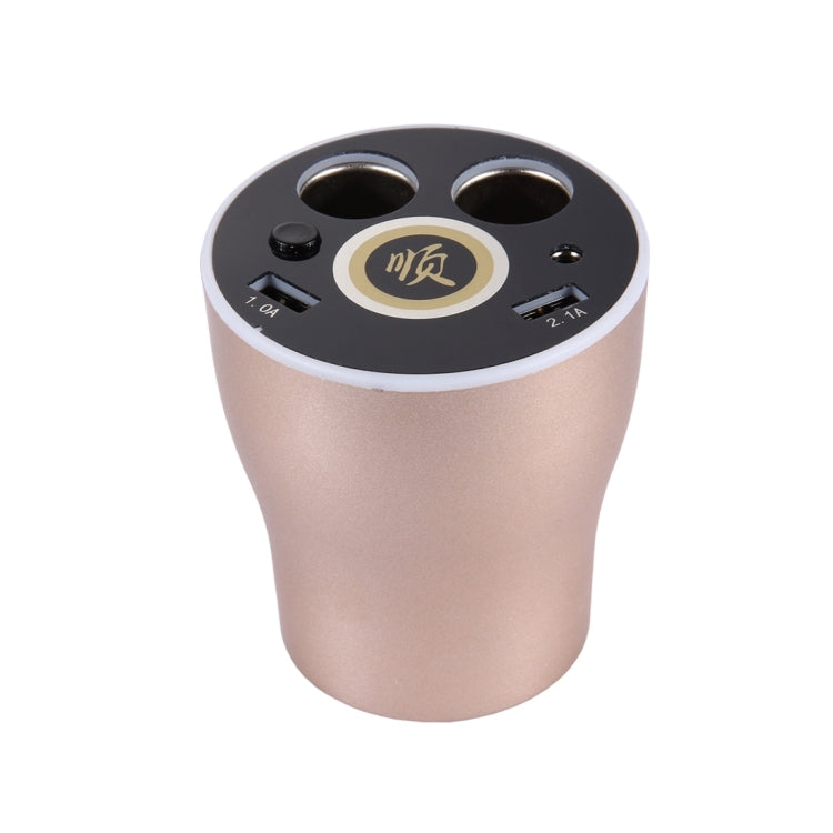 CE & RoHS & FCC Certificated Double Car Cigarette Lighter + 3.1A Dual USB Port Quick Charge Cup Shaped Car Charger for 12-24V Cars & Pickups & SUV & Smartphones & Tablets & PSP & PDA & GPS & MP3 & MP4 and other USB-charged Devices