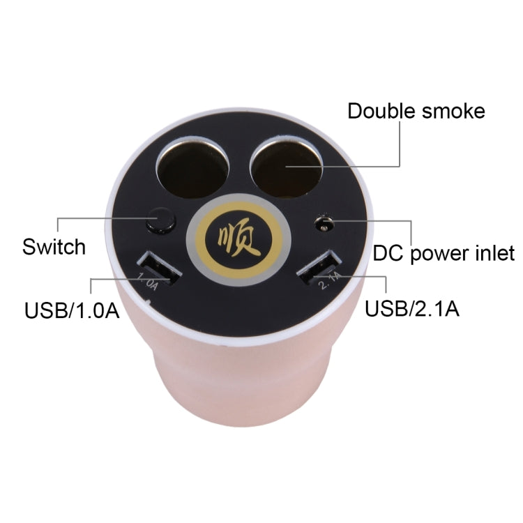CE & RoHS & FCC Certificated Double Car Cigarette Lighter + 3.1A Dual USB Port Quick Charge Cup Shaped Car Charger for 12-24V Cars & Pickups & SUV & Smartphones & Tablets & PSP & PDA & GPS & MP3 & MP4 and other USB-charged Devices