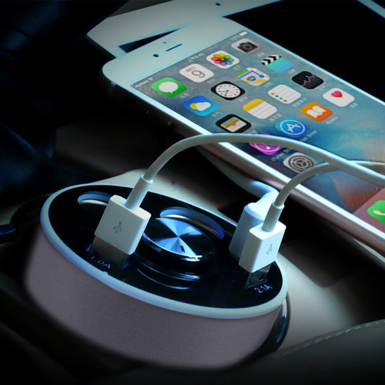 Double Car Cigarette Lighter + 3.1A Dual USB Port Quick Charge Cup Shaped Bluetooth Car Charger for 12-24V Cars & Pickups & SUV & Smartphones & Tablets & PSP & PDA & GPS & MP3 & MP4 and other USB-charged Devices
