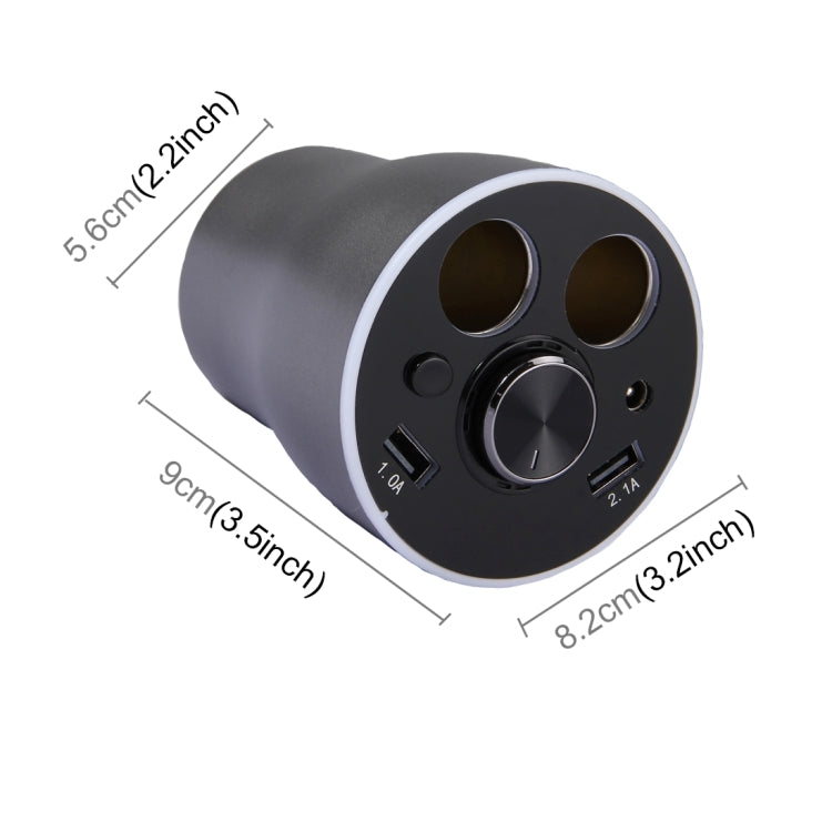 Double Car Cigarette Lighter + 3.1A Dual USB Port Quick Charge Cup Shaped Bluetooth Car Charger for 12-24V Cars & Pickups & SUV & Smartphones & Tablets & PSP & PDA & GPS & MP3 & MP4 and other USB-charged Devices