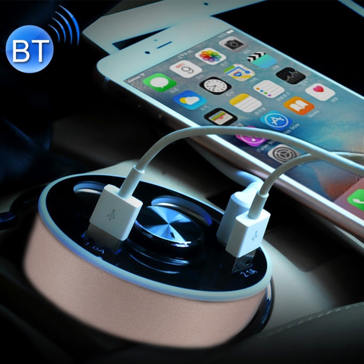 Double Car Cigarette Lighter + 3.1A Dual USB Port Quick Charge Cup Shaped Bluetooth Car Charger for 12-24V Cars & Pickups & SUV & Smartphones & Tablets & PSP & PDA & GPS & MP3 & MP4 and other USB-charged Devices