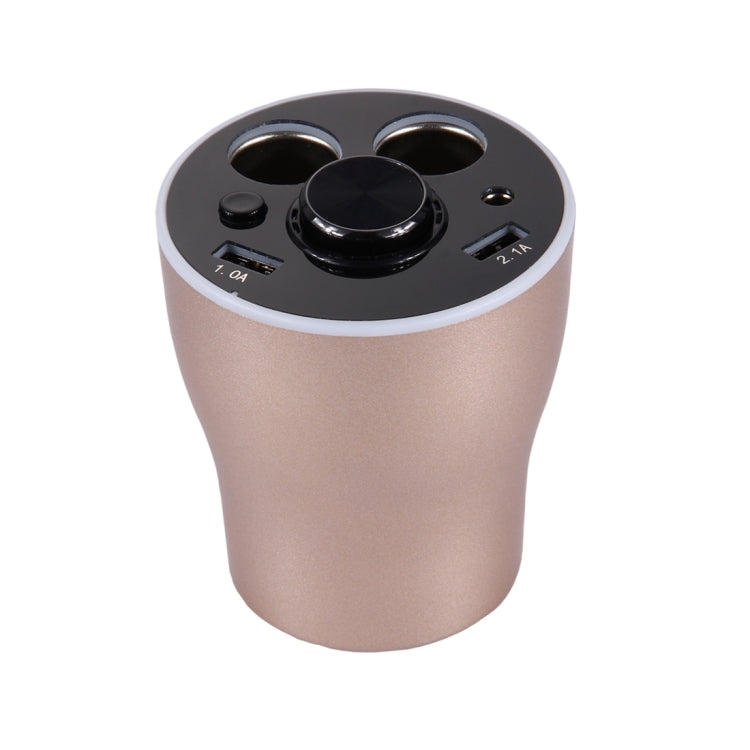 Double Car Cigarette Lighter + 3.1A Dual USB Port Quick Charge Cup Shaped Bluetooth Car Charger for 12-24V Cars & Pickups & SUV & Smartphones & Tablets & PSP & PDA & GPS & MP3 & MP4 and other USB-charged Devices