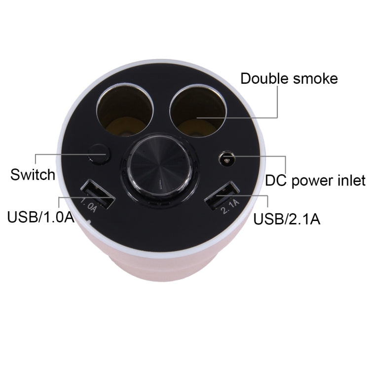 Double Car Cigarette Lighter + 3.1A Dual USB Port Quick Charge Cup Shaped Bluetooth Car Charger for 12-24V Cars & Pickups & SUV & Smartphones & Tablets & PSP & PDA & GPS & MP3 & MP4 and other USB-charged Devices