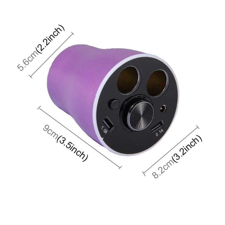 Double Car Cigarette Lighter + 3.1A Dual USB Port Quick Charge Cup Shaped Bluetooth Car Charger for 12-24V Cars & Pickups & SUV & Smartphones & Tablets & PSP & PDA & GPS & MP3 & MP4 and other USB-charged Devices