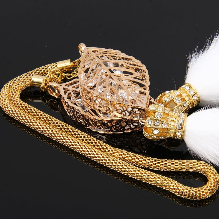 Two Head Lovely Ornaments Metal Leaf Diamond Crown Style Hanging Decoration For Car And Household