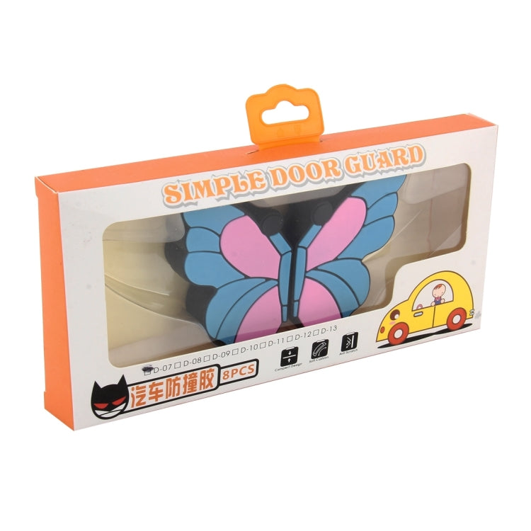 8 PCS Butterfly Shape Cartoon Style PVC Car Auto Protection Anti-scratch Door Guard Decorative Sticker