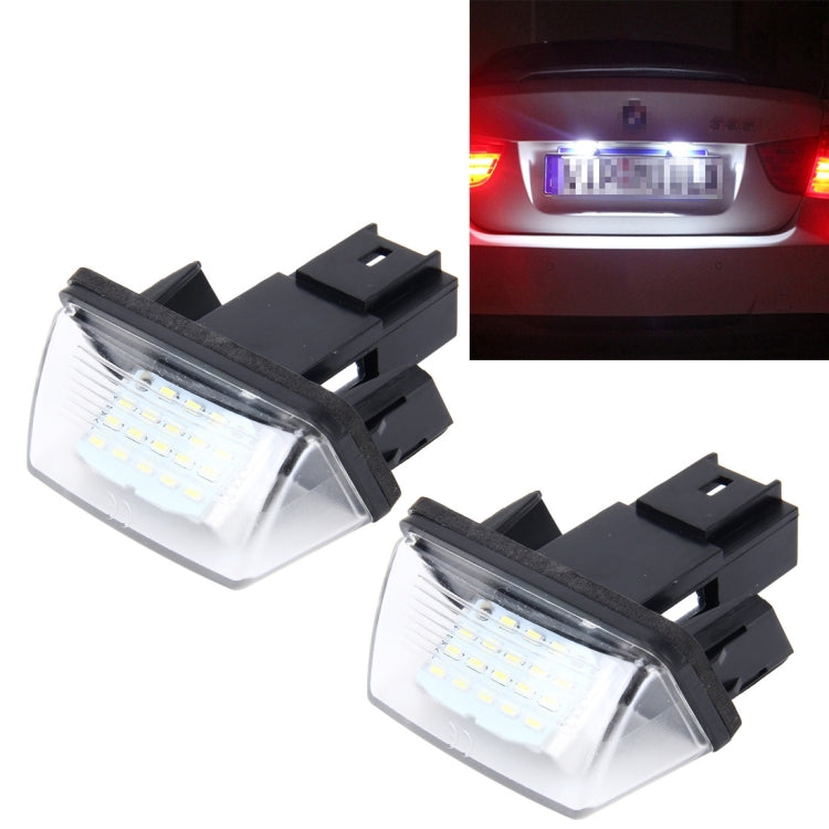 2 PCS License Plate Light with 24 SMD-3528 Lamps for Peugeot Citroen(White Light)