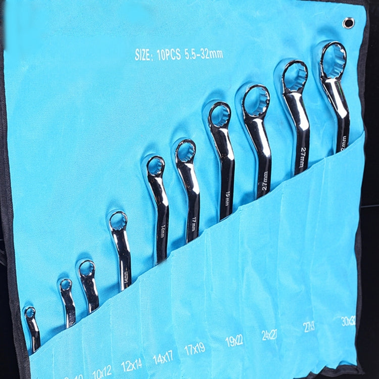 10 PCS Double-end Chrome Plated Carbon Steel Ratchet Wrench Spanner Set