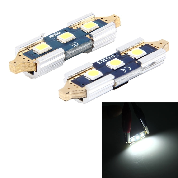 2 PCS 3W 200 LM 6000K 31MM Bicuspid Port Car Dome Lamp LED Reading Light with 3 SMD-2835 LED Lamps, DC 12V(White Light)