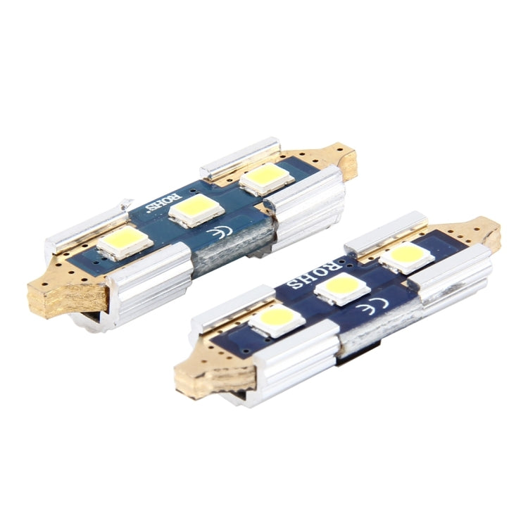 2 PCS 3W 200 LM 6000K 31MM Bicuspid Port Car Dome Lamp LED Reading Light with 3 SMD-2835 LED Lamps, DC 12V(White Light)