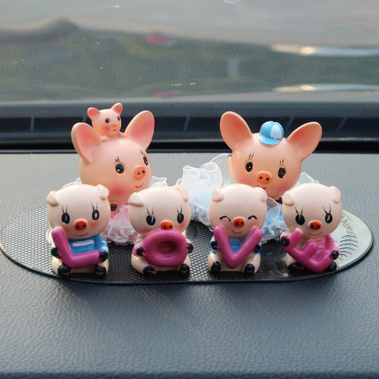 4 PCS Car Stone Lovely Pig Decorative Statues